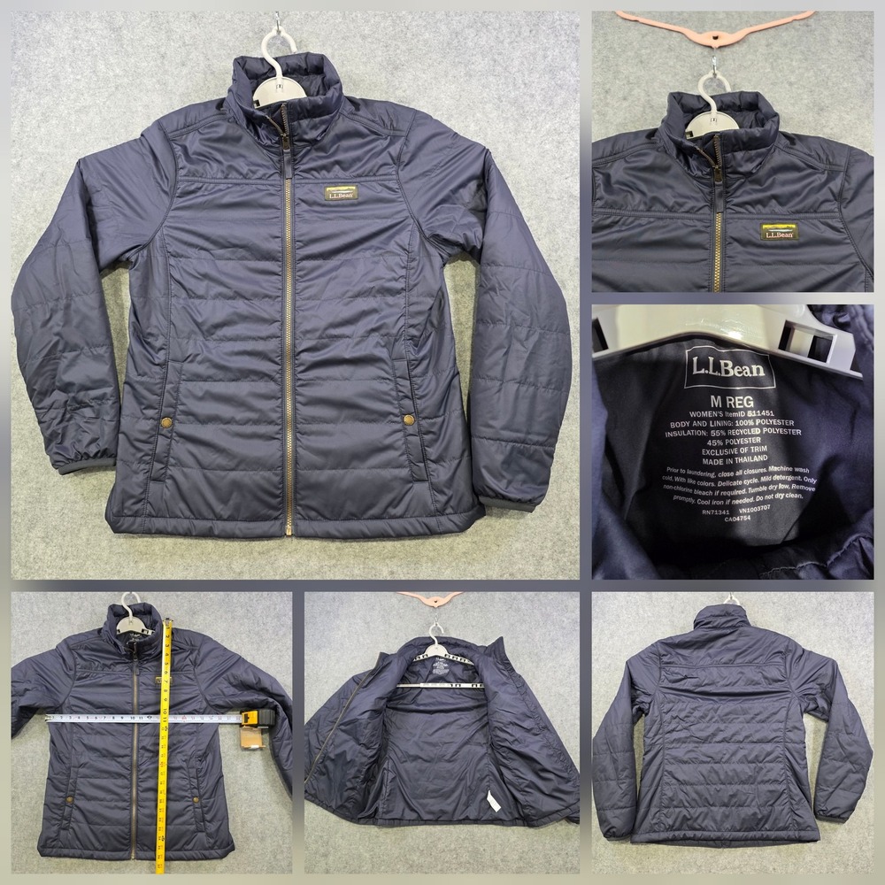 LL Bean Mountain Classic Puffer Jacket Womens Medium Insulated Quilted Full Zip